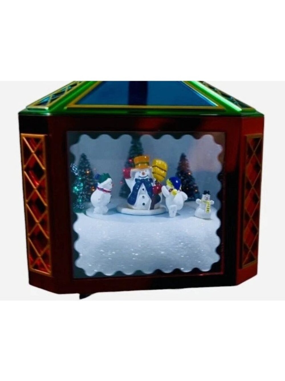 Mr Christmas Magic Scene Ornament Musical Animated 2009 Snowman Decor 4 AAA